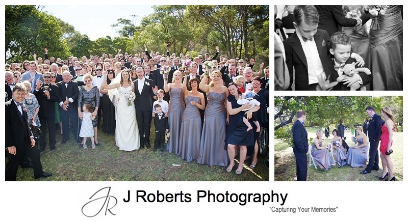 Guests celebrating with the couple after wedding ceremony at clarkes point woolwich - wedding photography sydney